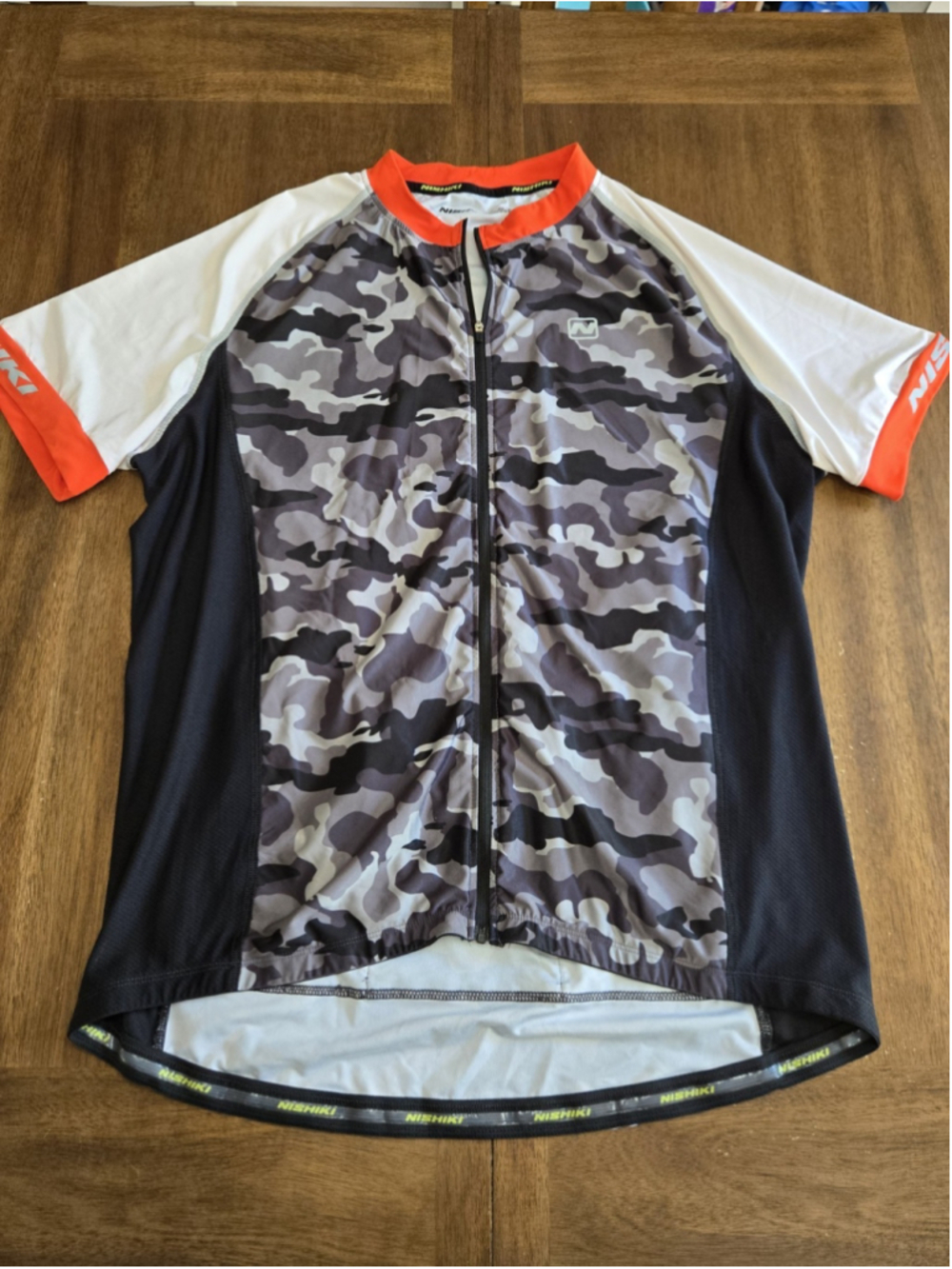 NISHIKI Cycling Jersey Size XL Full Zip Polyester/Spandex Camo